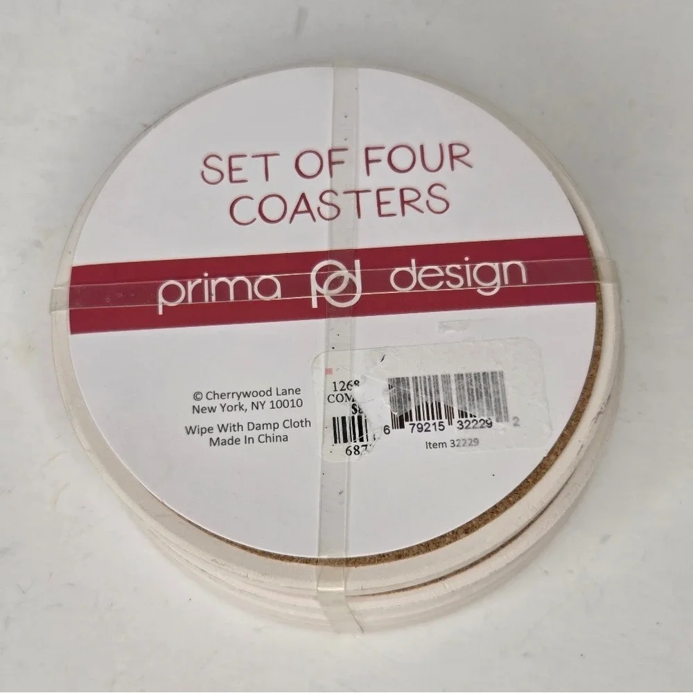 Pink‎ Peppermint Candy Cane Ribbon Ceramic Christmas Coasters Set